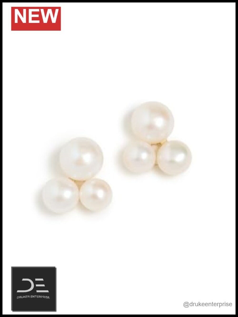 14K Vermeil Gold Tone Pearl Bouquet Stud Earrings Drop Dangle